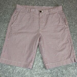 Brooks Brothers Shorts Mens 33 Plaid Gingham 100% Cotton Chino Casual 10" Inseam